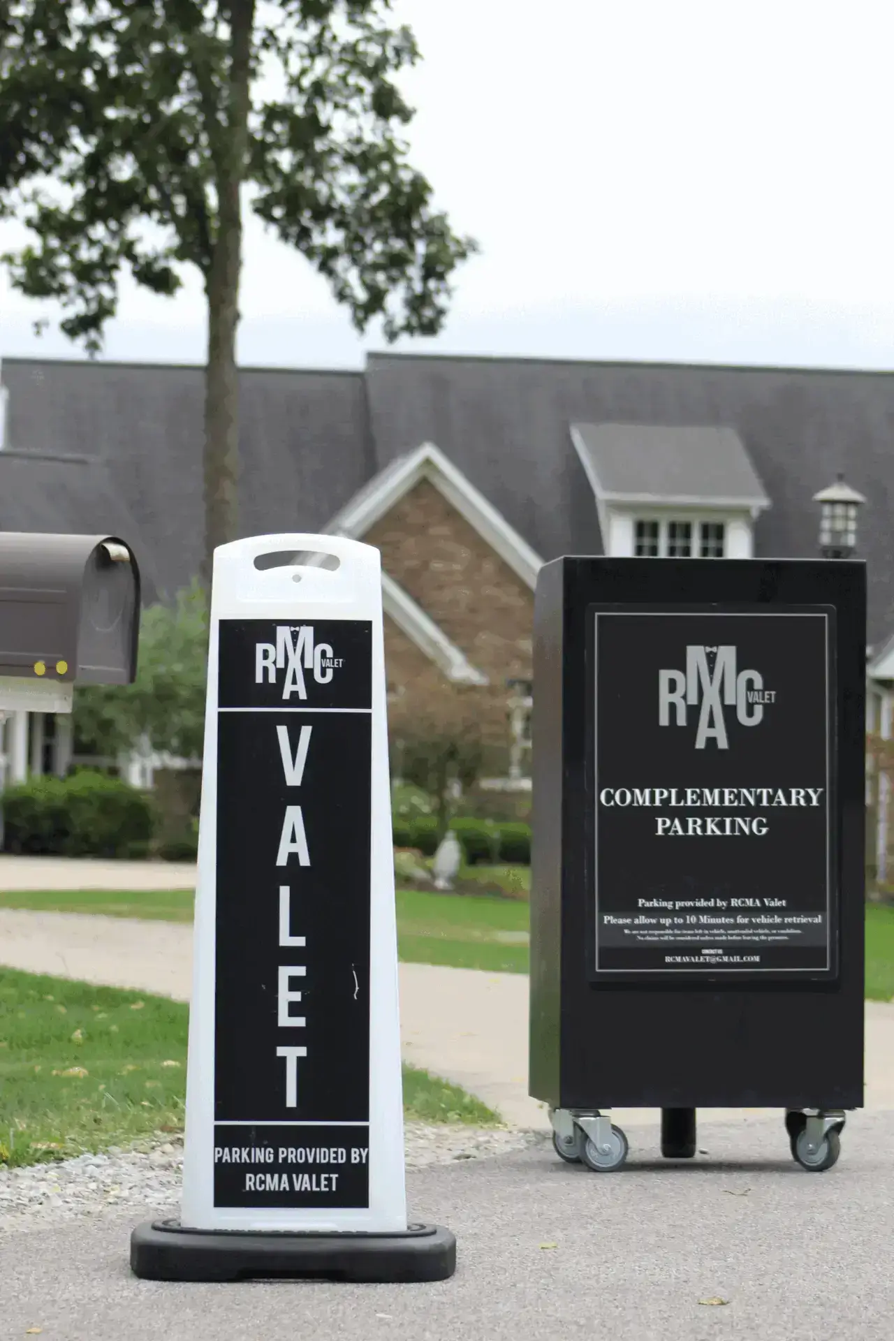 Standard RCMA Valet booth and cone layout at a private residence